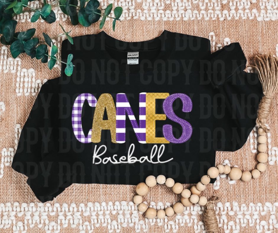 CANES Baseball Mixed faux Embroidery