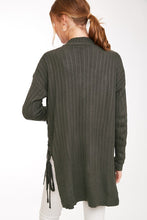 Tied Down Cardigan-Charcoal & Navy